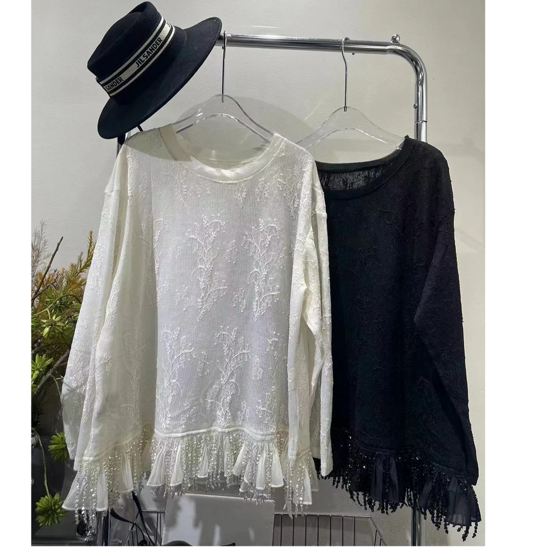 【娜娜推荐】设计师款极简流苏鈎花毛衣S8590