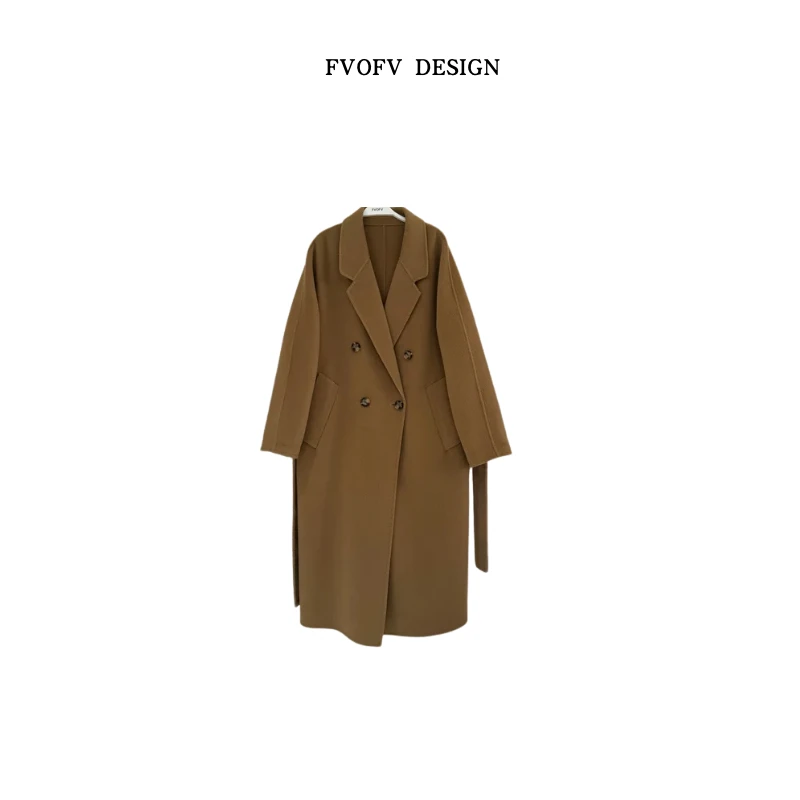 FVOFV（801大衣）经典桑蚕丝+骆驼绒+高支羊毛双排扣大衣FH079-2