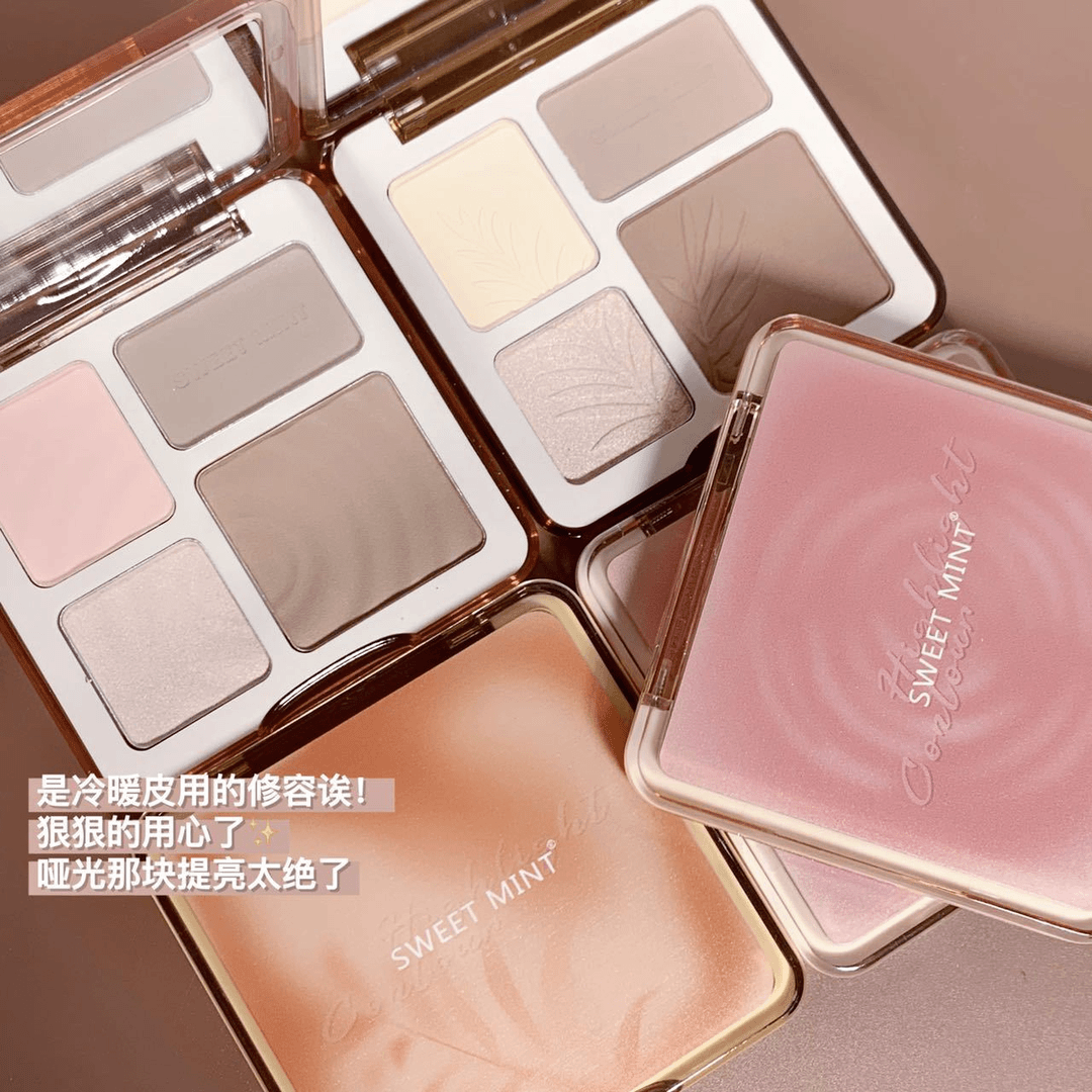 Sweet Mint四色修容盘大地色高光修容一体持久初学者哑光提亮鼻影