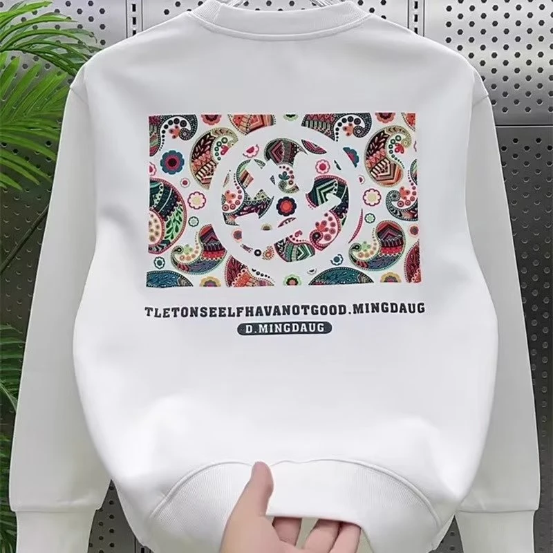 高端男士秋冬新款百搭潮流卫衣高品质运动印花圆领长袖上衣男装