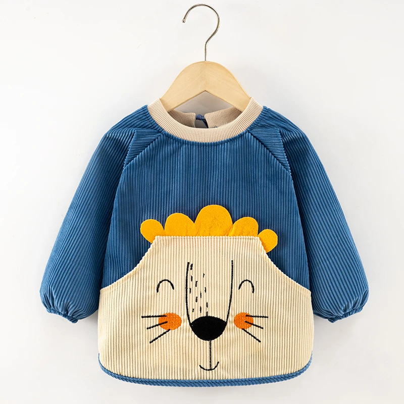 儿童罩衣防水防脏秋冬款宝宝吃饭男女外穿洋气水晶绒婴儿围裙