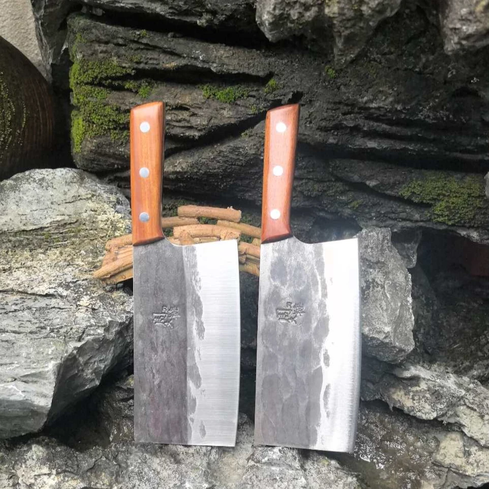 手工锻打中式老式家用商用厨房用锤纹通体斩切锋利轻斩两用专用刀