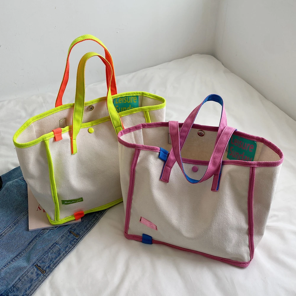 大容量网红包包2024新款潮夏时尚帆布手提女包单肩百搭ins托特包