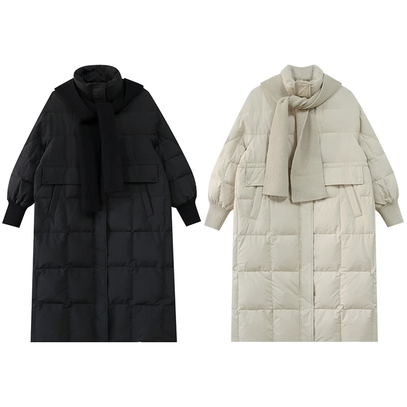 【雪季告白】H型廓形搭配针织连帽围巾实用有型保暖羽绒服DM23693