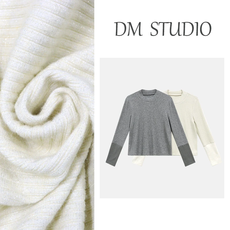 【假日庄园】冬季基础款高领针织衫袖口拼接设计上衣DM23602