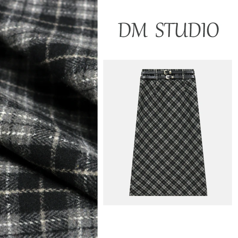 BB【氧气森林 】秋冬百搭法式格纹轮廓裁剪显瘦版型半身裙DM23626