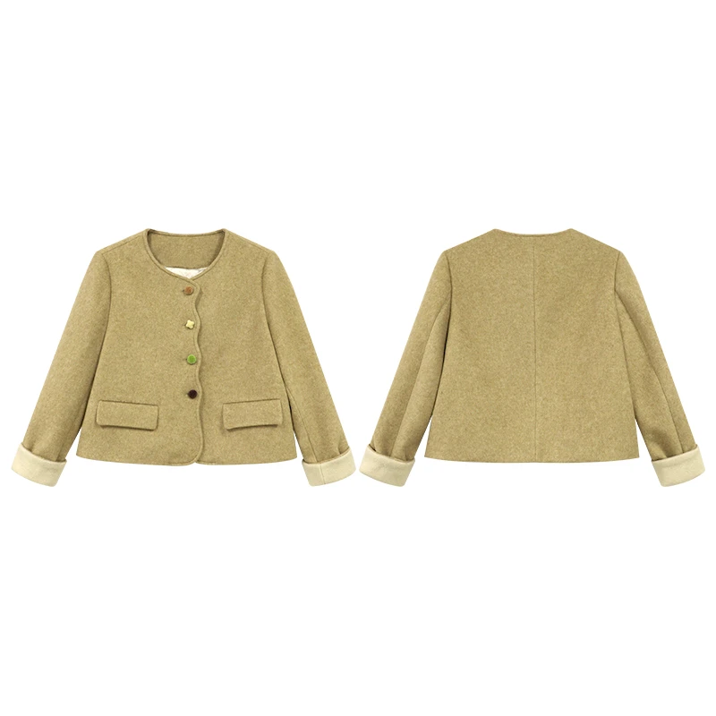 【慵懒派对】冬季圆领提升穿搭层次微微收腰短款外套DM23601