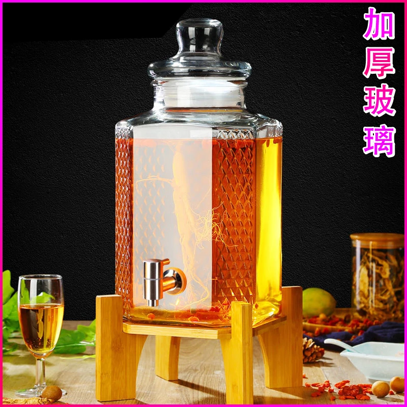 家用玻璃泡酒瓶坛子带龙头10斤20斤加厚酒罐子酿酒瓶桶密封药酒瓶