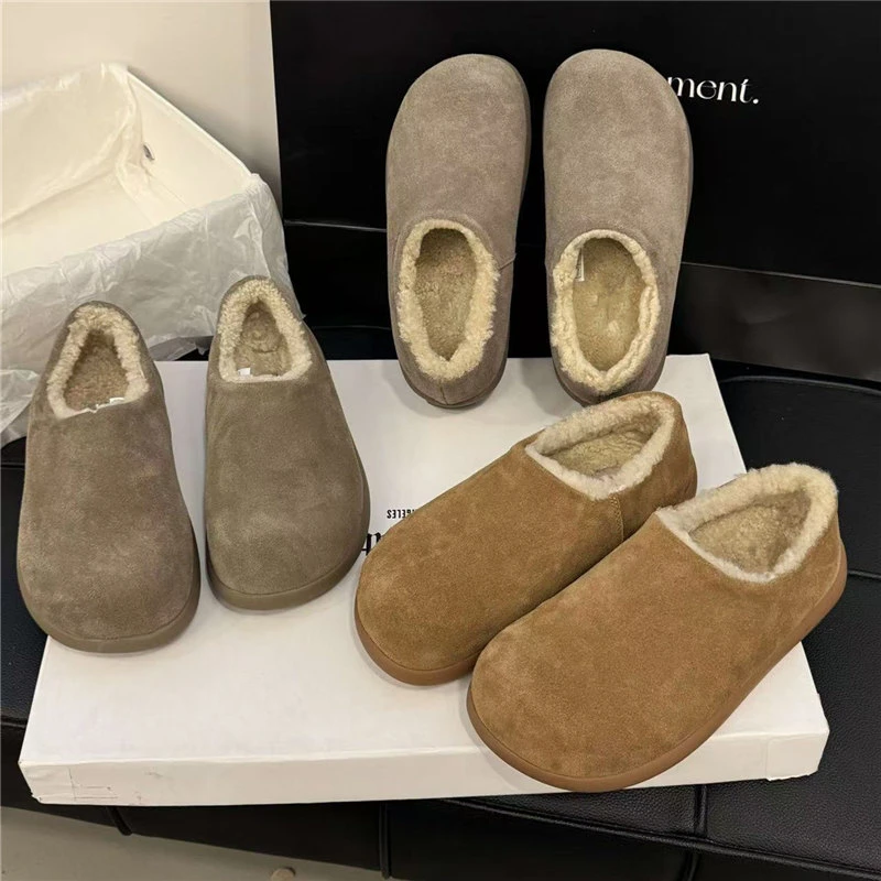 小土豆雪地靴女勃肯鞋加绒全包2024冬季包头半拖鞋一脚蹬穆勒鞋