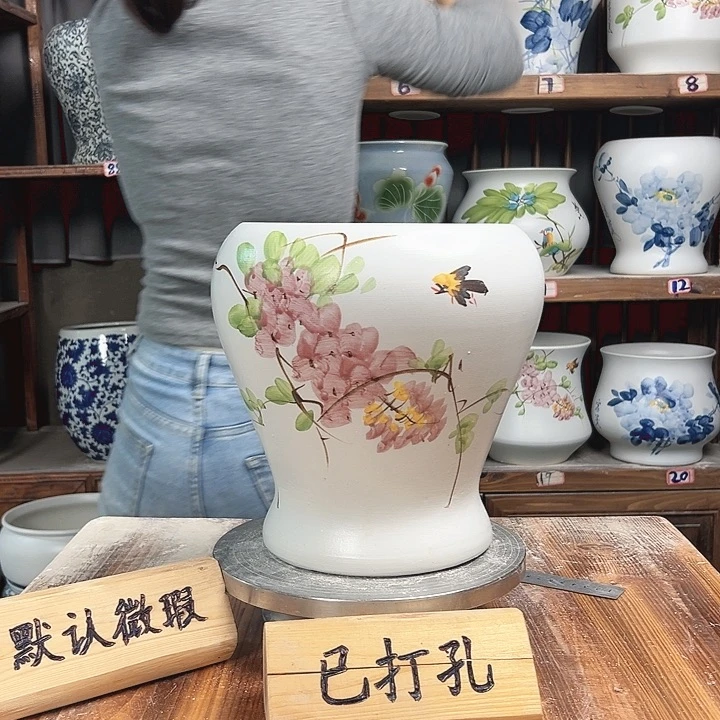 摆件鱼尾紫藤新款陶瓷大