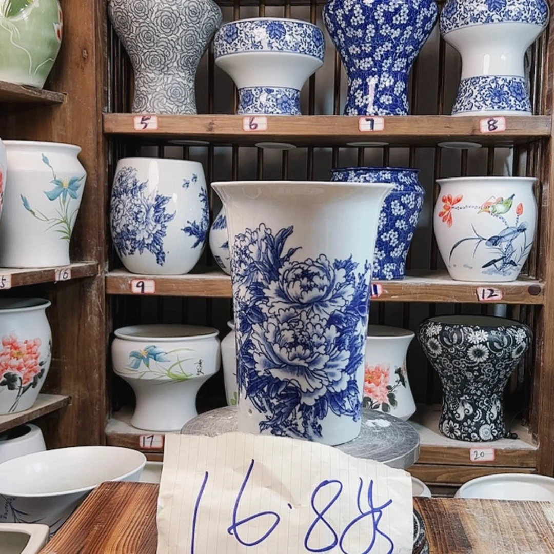 【闪购商品】陶瓷摆件兰花盆牡丹青花
