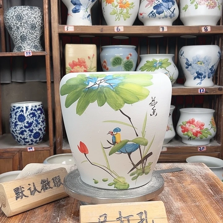 摆件苹果荷花鸟新款陶瓷