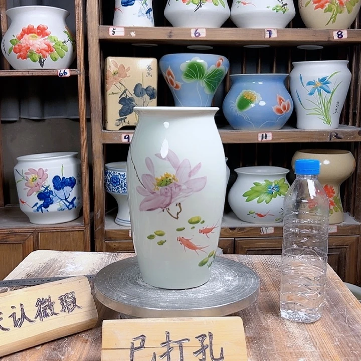摆件高23口11小保龄球荷花紫新款新款陶瓷