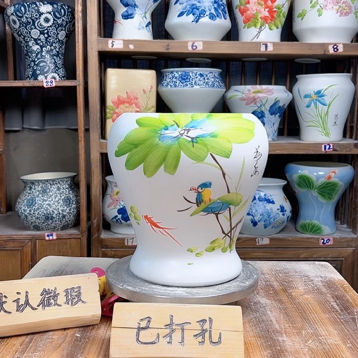摆件鱼尾荷花鸟款新款陶瓷