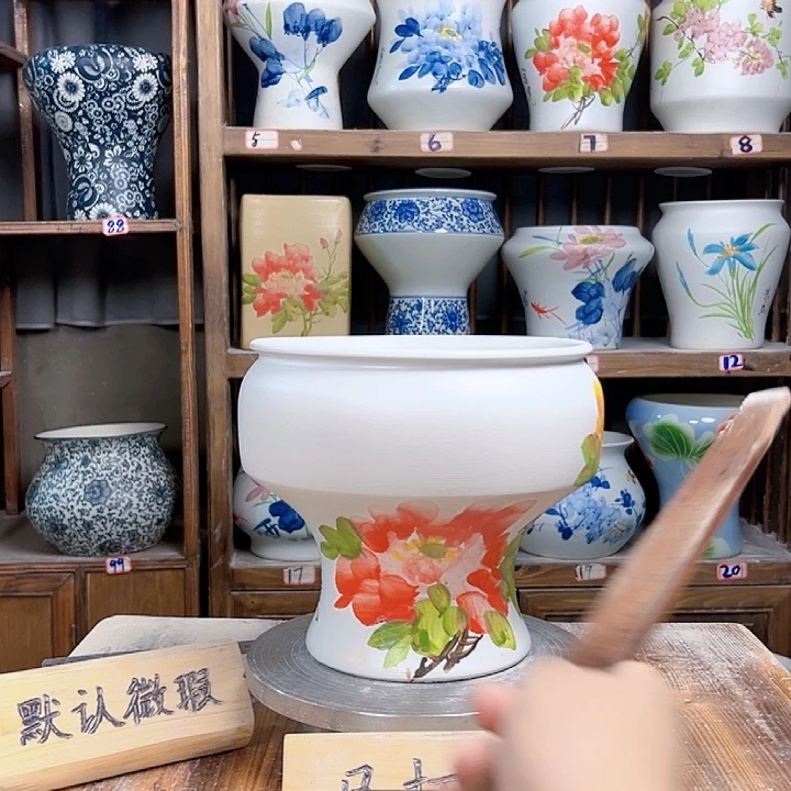 摆件口22红牡丹款陶瓷陶瓷