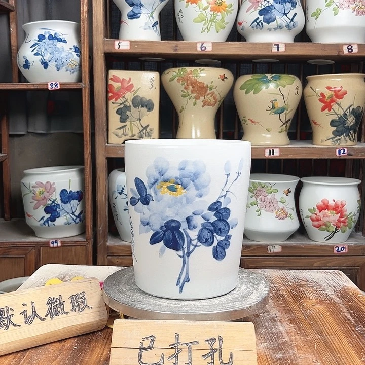 摆件直筒兰兰牡丹陶瓷款陶瓷