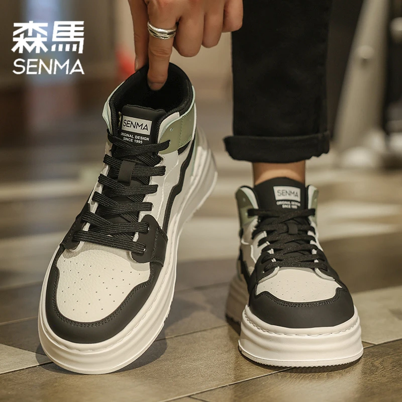SENMA/森马男鞋冬季2025新款高帮板鞋男学生百搭运动休闲小白鞋男