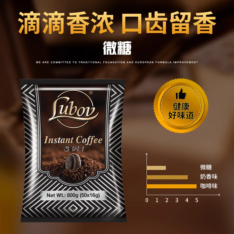 LUBOV琉鲍菲三合一二合一咖啡速溶原装进口醇香巴西口味50小包