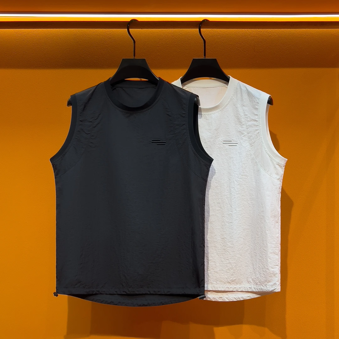 夏季新款字母刺绣运动背心2025圆领宽松无袖坎肩百搭款休闲打底衫