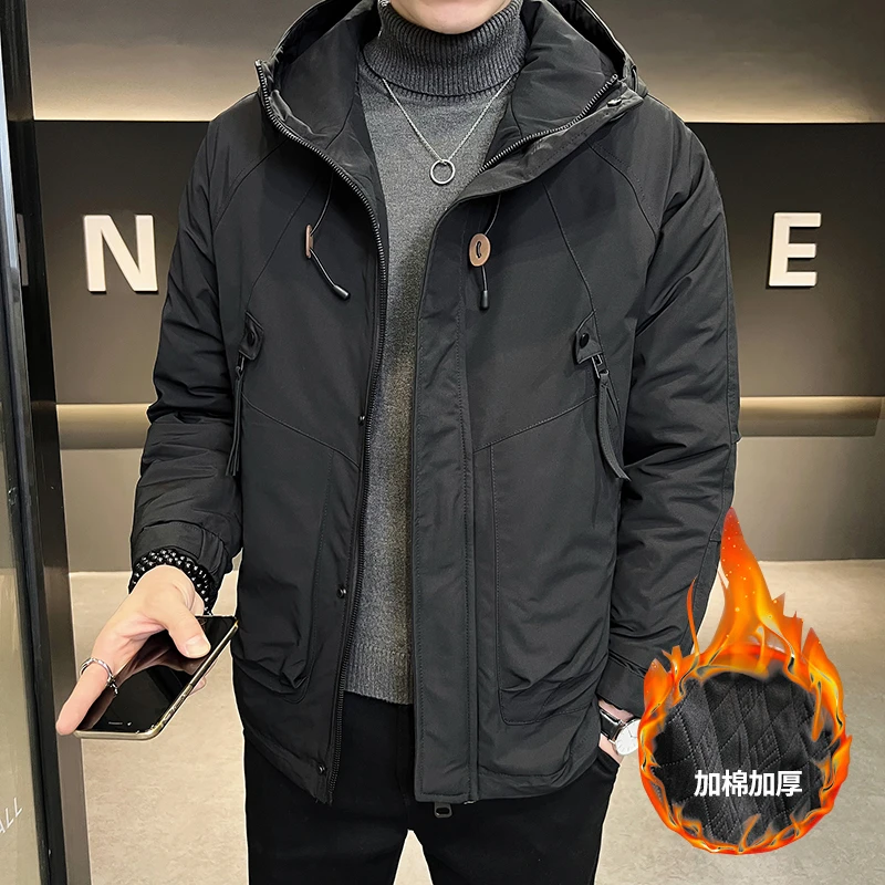 991秋冬新款加棉加厚夹克男外套宽松潮牌工装机能连帽时尚棉衣