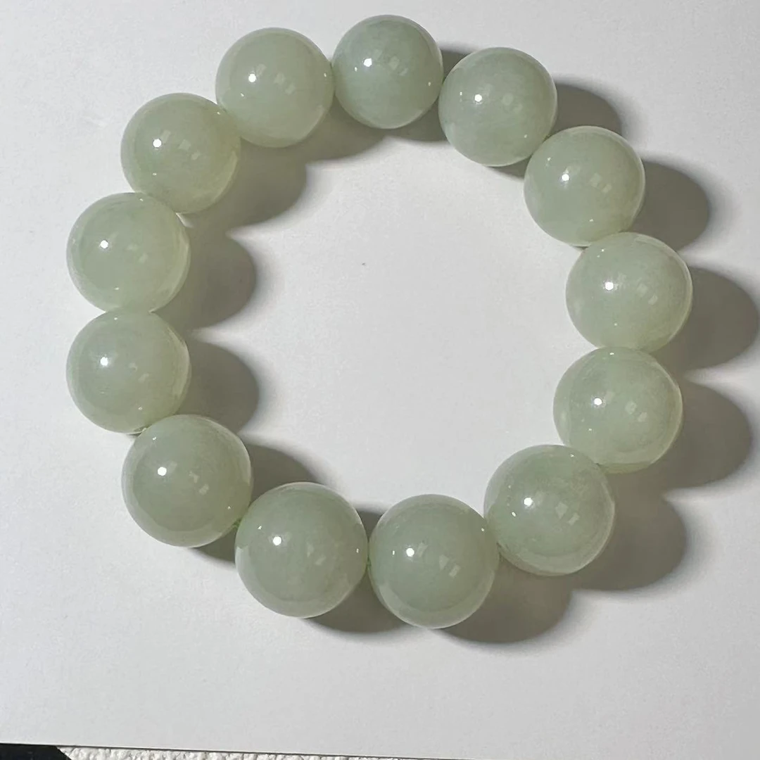 【巴基斯坦】和田玉青白手串15mm高净度（多样性发货）