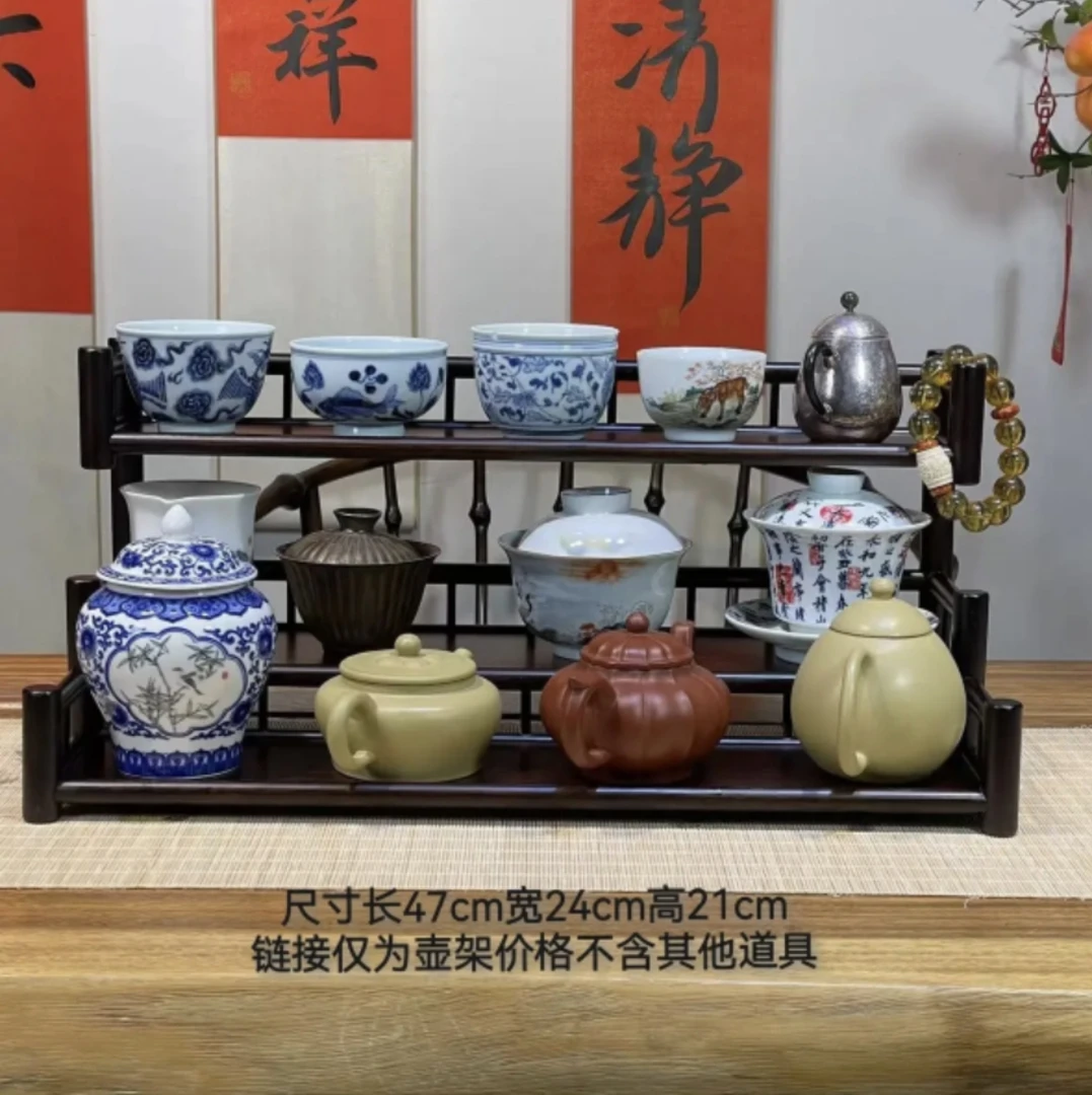 新中式博古架小型台面茶室客厅茶边柜文玩摆件展示茶道零配收纳架