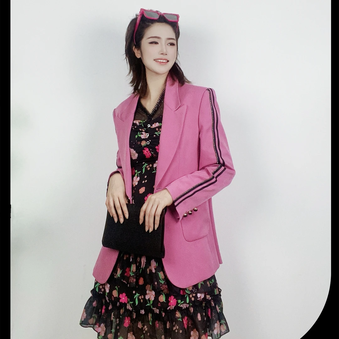 2024春季新款品牌折扣女装气质时尚潮牌百搭网红设计师印花修身