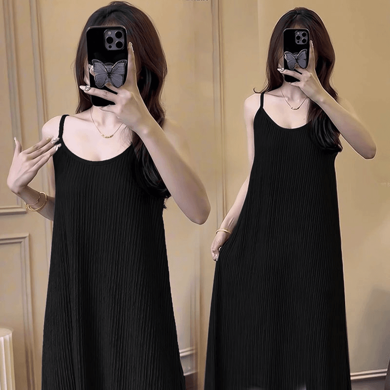 吊带连衣裙新款2024法式时尚复古女气质性感修身显瘦遮肉中长裙潮