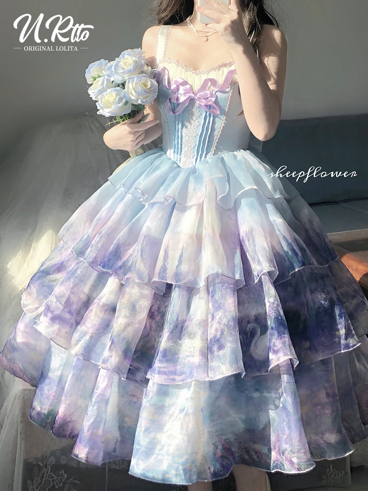 【现货】Urtto天鹅湖畔jsk/sk连衣裙Lolita三层大裙摆油画风洛丽塔