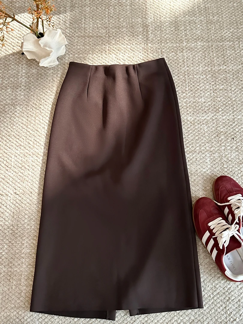 春秋女装细斜纹德绒毛呢休闲百搭半身裙