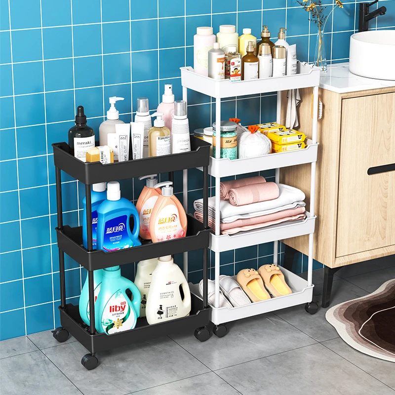 小推车置物架落地厨房零食浴室移动卫生间多层卧室床头收纳储物架