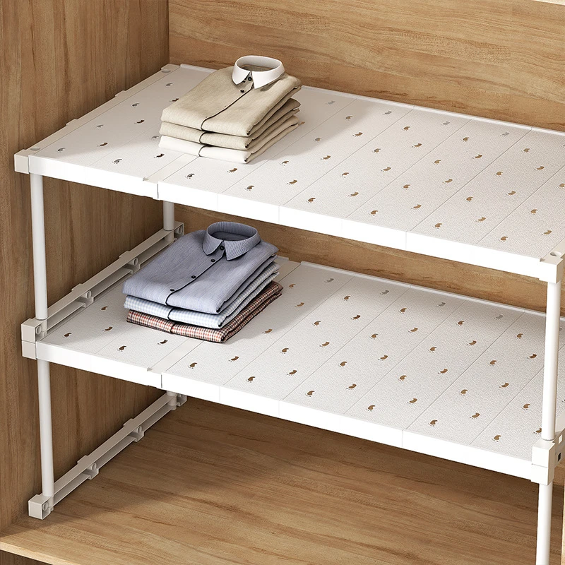 衣柜分层免打孔收纳神器柜子橱柜伸缩厨柜内置物架衣橱隔断整理板
