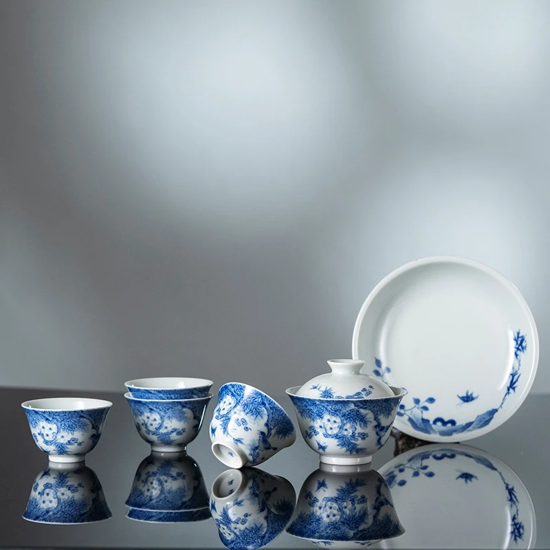 玉柏玲珑营造喜上眉梢五件套茶具套装