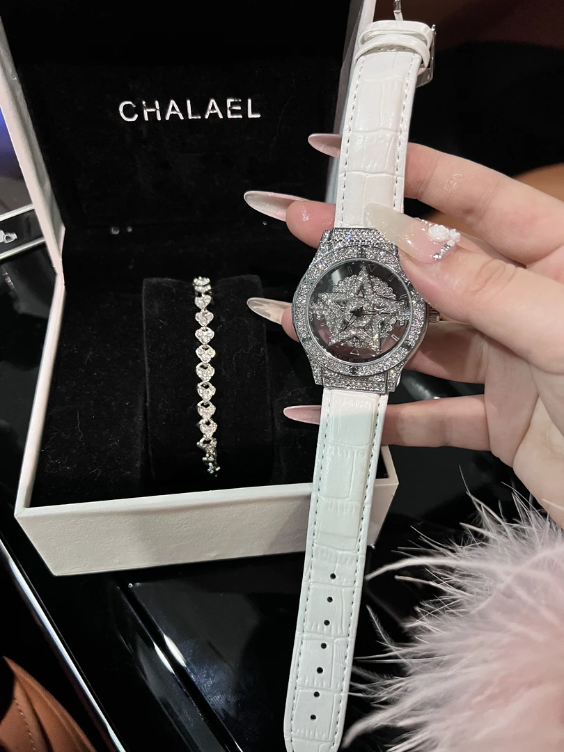 A5826-新款腕表【五芒星】·时来运转·镂空+手链·名牌潮表