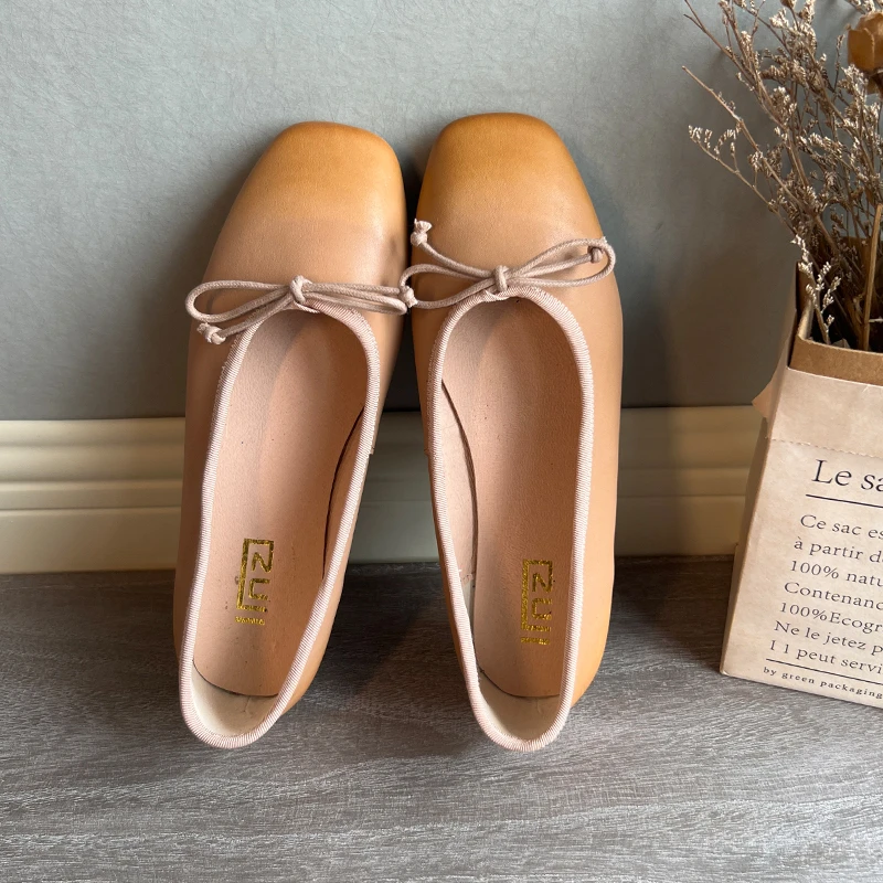 林印象自制平底单鞋女真皮文艺复古风软底软面舒适奶奶鞋皮鞋