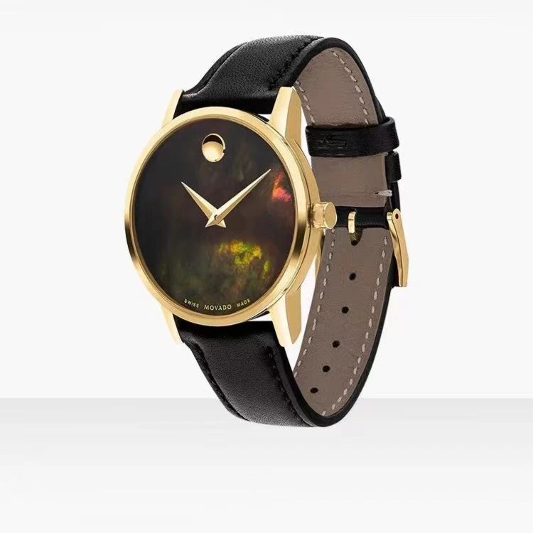 MOVADO/摩凡陀黑贝母皮带腕表女士小众气质百搭 直径28mm 0607564
