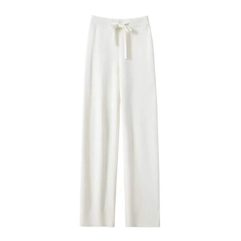 阔腿裤女秋冬高腰垂感显瘦百搭休闲宽松直筒针织拖地长裤外穿