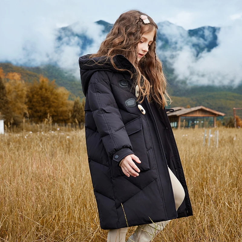 儿童萌娃羽绒服女童中长款2024新款冬装韩版中大童装女童加厚外套