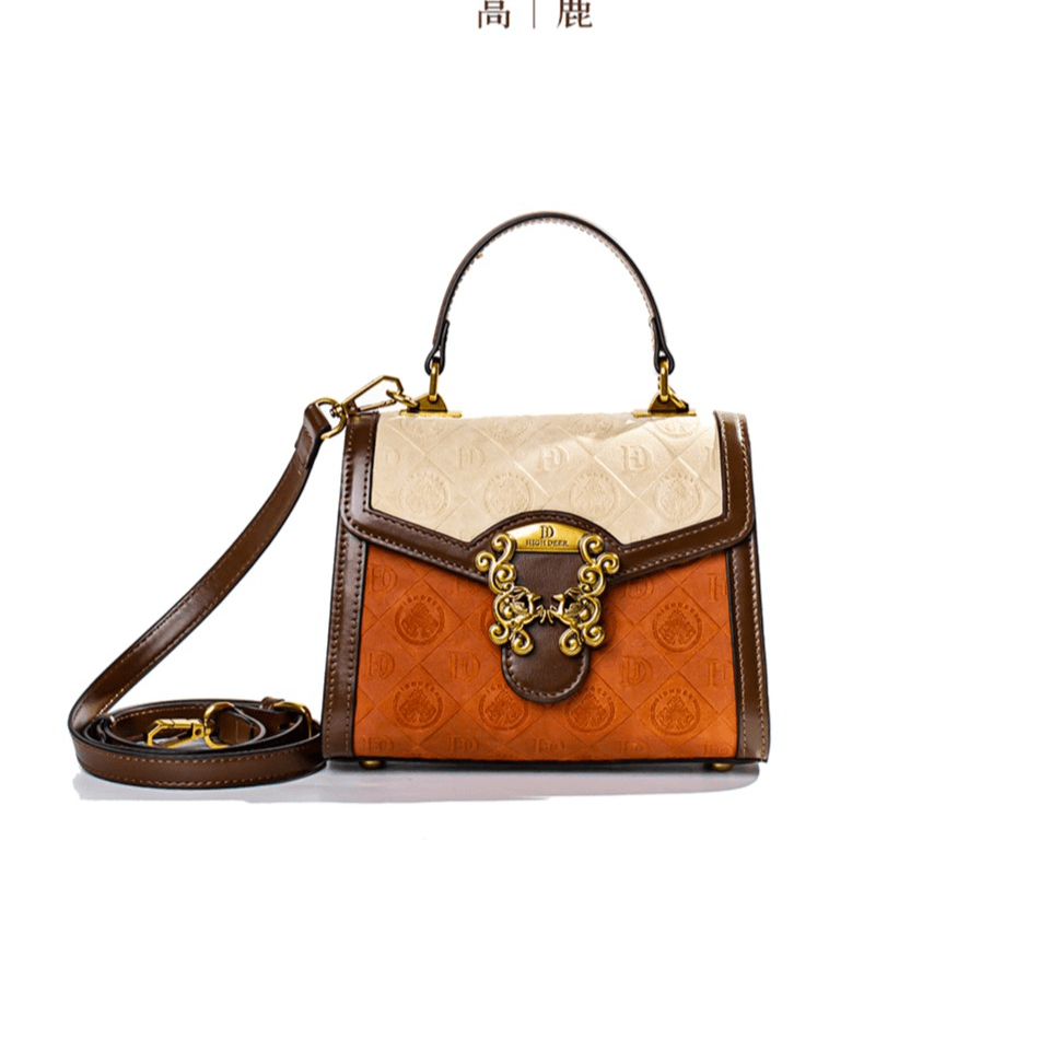 HIGH DEER/高鹿包包女2023新款时尚拼色轻奢单肩斜挎手提包HD0108