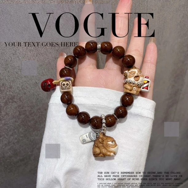 足银手链 柒柒原创小顽皮阿呆龙怪手链甜酷风