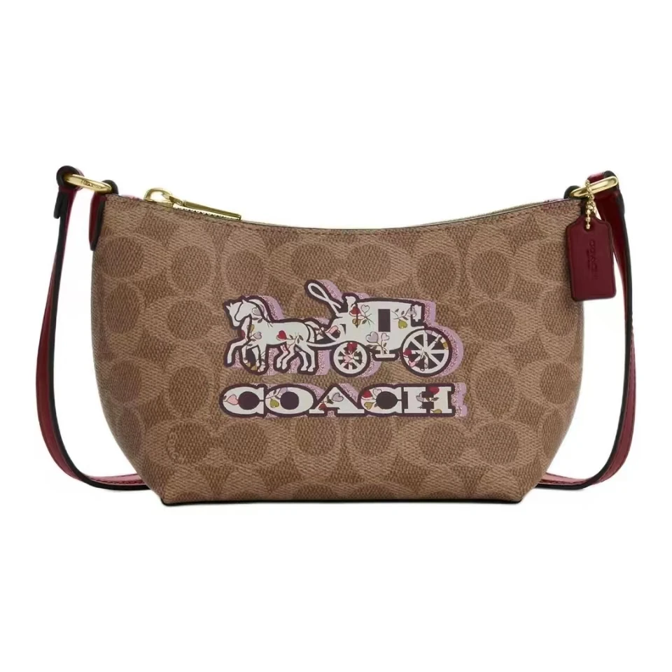 COACH蔻驰 CX606 IMXGY ZIP 马车图案美拉德色小号饺子包 15*8*13