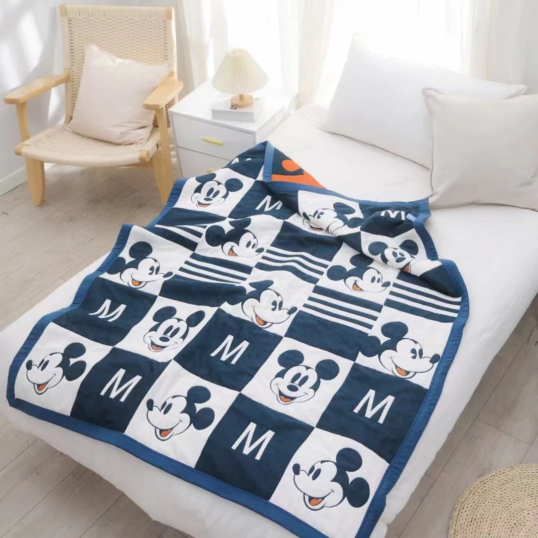 【新款 可爱米奇】1.5*2米纱布多功能通用十层面包加厚被