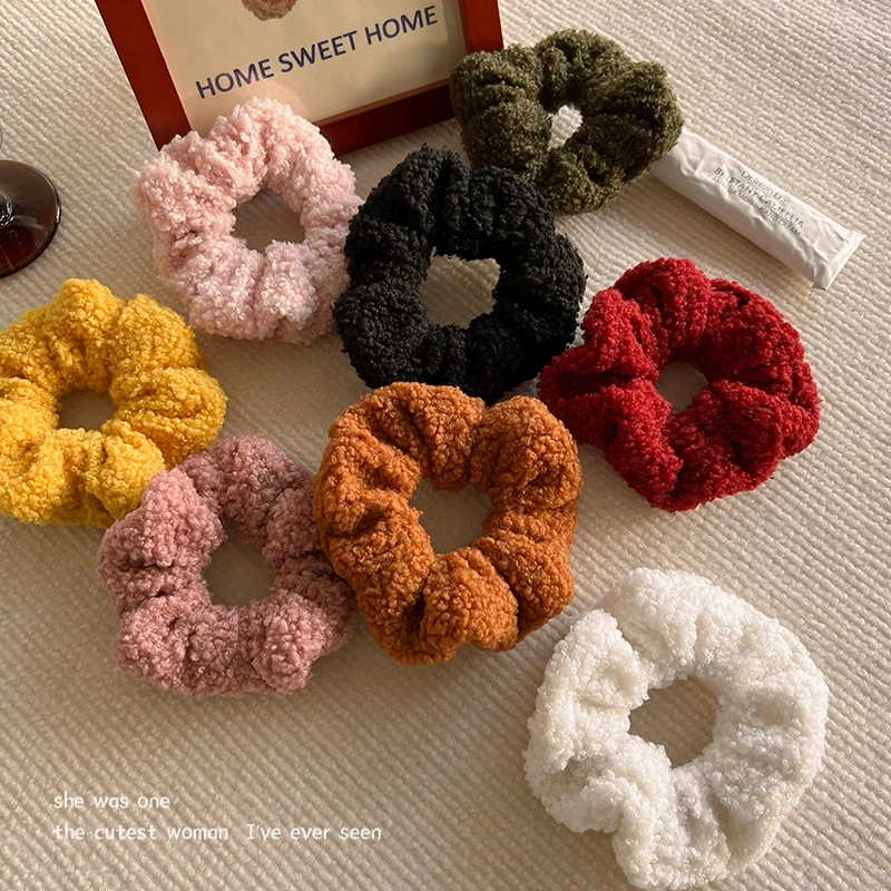 羊羔毛毛绒大肠发圈女秋冬扎头发绳不伤发高弹力耐用皮筋头绳发饰