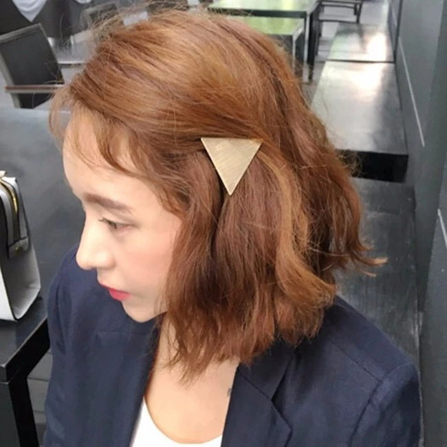 极简风简约磨砂金属边夹 三角形圆形小发夹刘海夹鸭嘴夹