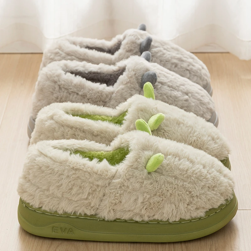 包跟毛绒棉拖鞋女士秋冬季2025新款厚底舒适外穿情侣棉拖男酷如意