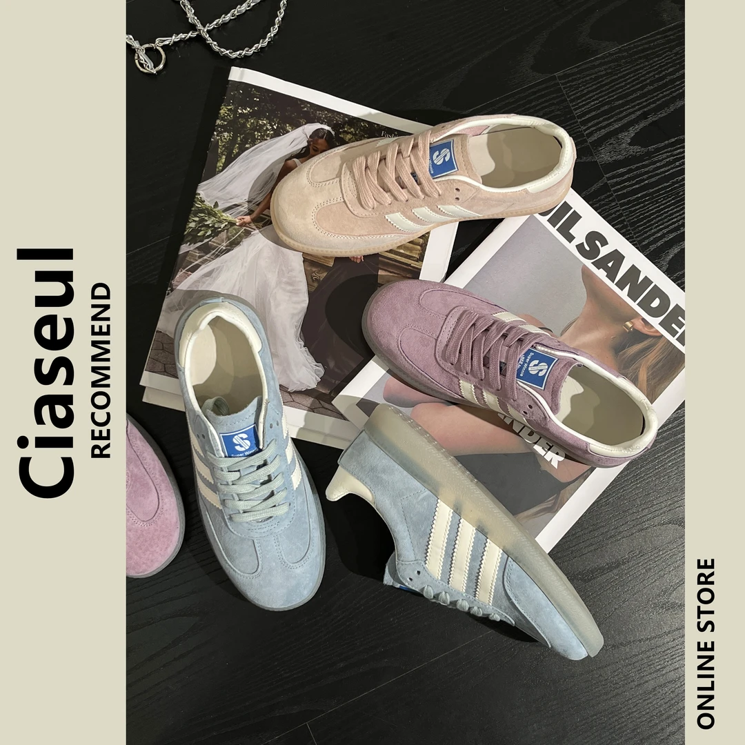 【增高3cm】运动德训鞋女2024新款夏季真皮透气百搭果冻底休闲板鞋