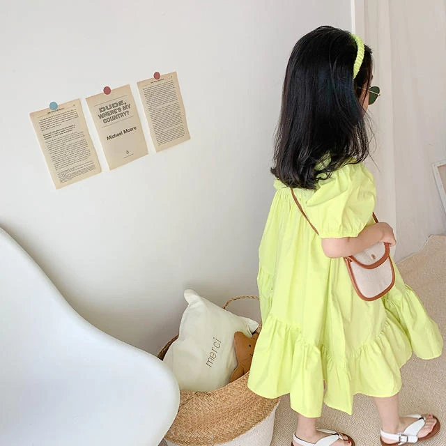 女童连衣裙韩国童装2025春夏款韩版亲子娃娃裙宝宝儿童泡泡袖裙子