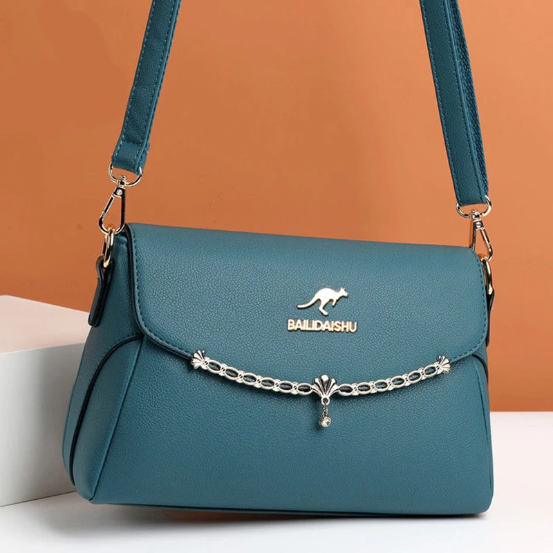 正品真皮女包斜挎包女士包包2024百搭中年妈妈包单肩包软皮简约包