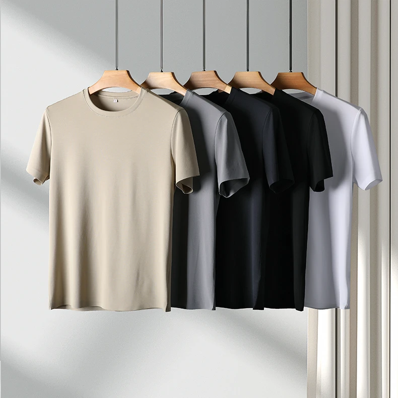 简约奢感 机洗2年不变形 重磅定织强捻螺纹小T 夏季圆领短袖T恤男