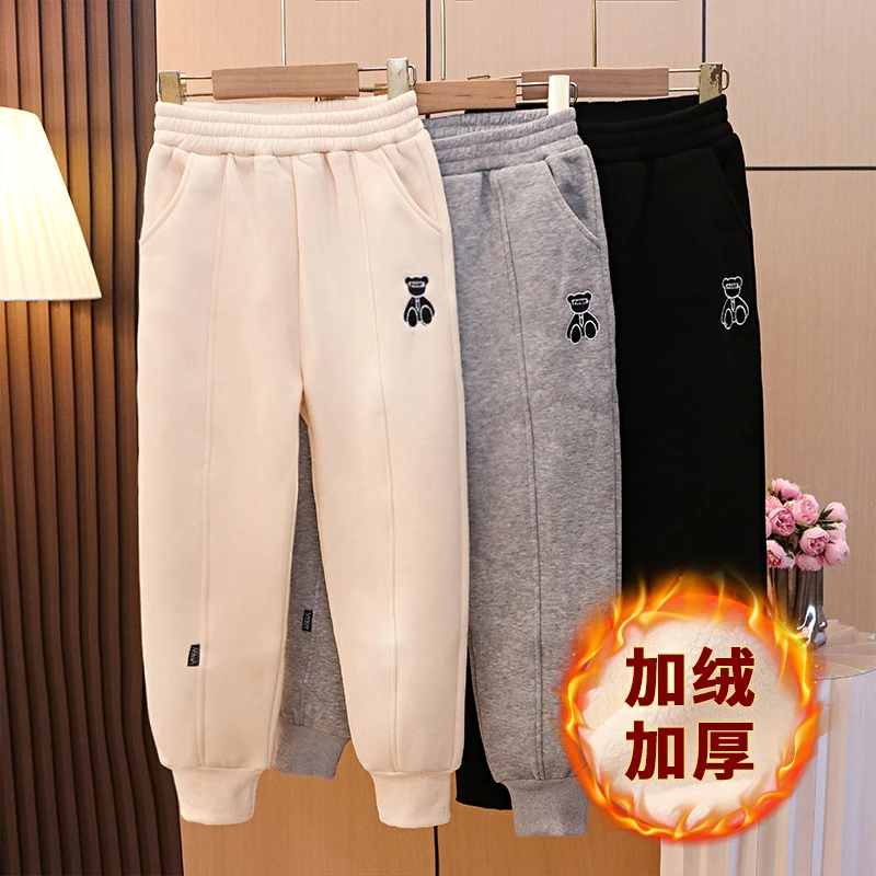 【加绒加厚】女童冬款一体绒卫裤洋气中大童休闲裤子童装加厚绒裤